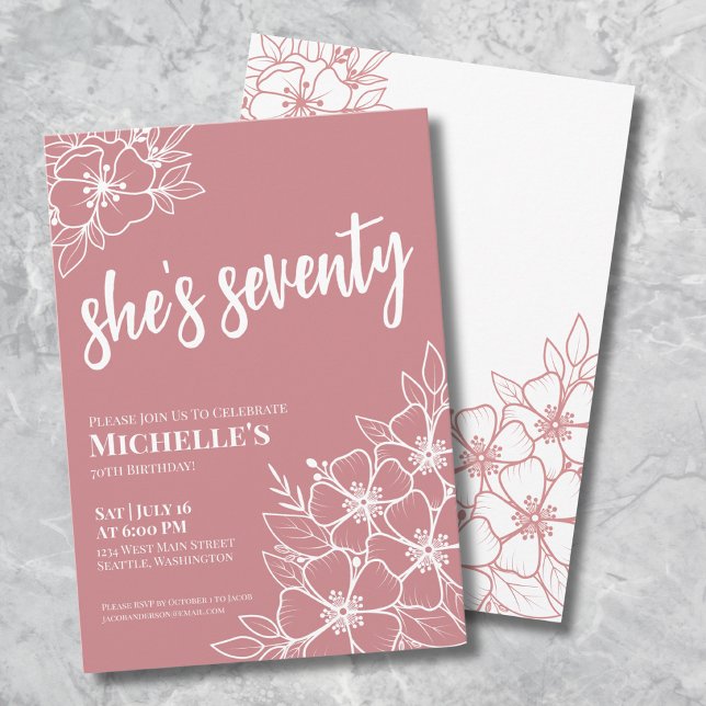 Rose Gold 70-årsfirande Inbjudningar (Seventy Rose Pink 70th Birthday Party Invitation)
