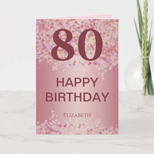 Rose Gold 80 Birthday  Card Kort (Framsida)