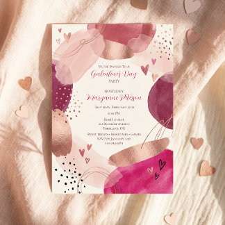 Rose Gold Abstract Girly Galentine’s Day Party Inbjudningar