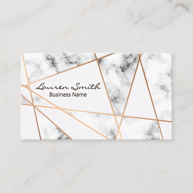 Rose Gold Abstrakt Metalliska Linjer | Marmor Visitkort (Framsida)