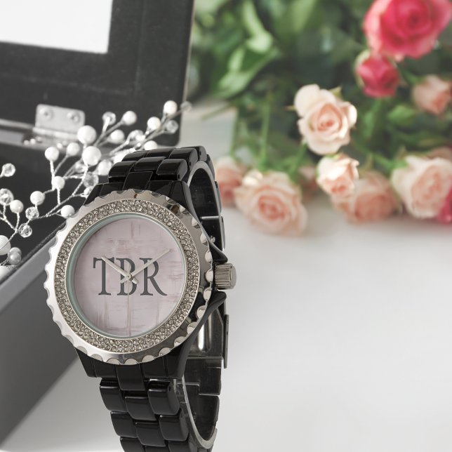 Rose Gold Abstrakt på Rosa Monogram Armbandsur (Skapare uppladdad)