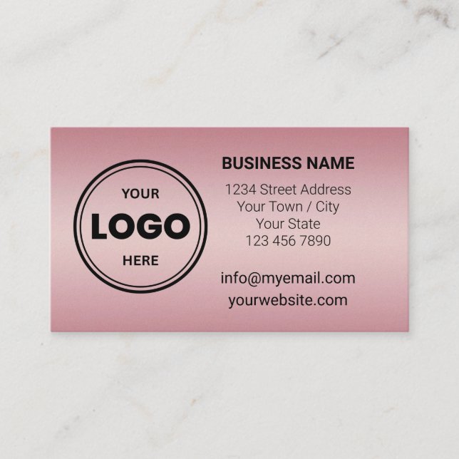 Rose Gold Anpassad Logotyp och QR-kod Namn Kort (Framsida)