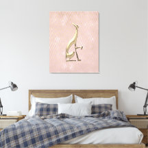 Rose Gold Art Deco Greyhound Sträckt Canvas