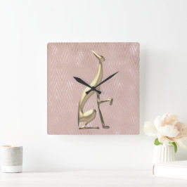 Rose Gold Art Deco Pink Fyrkantig Klocka
