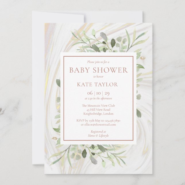 Rose Gold Baby Girl Shower | Sprinkle Inbjudningar (Framsida)