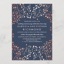 Rose Gold Baby's Breath Blommig Bröllopsjubileum Inbjudningar