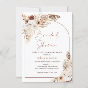 Rose Gold Båge Terrakotta Boho Blommig Dusch Inbjudningar