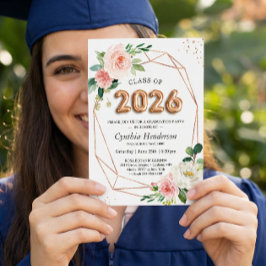 Rose Gold Ballong Font Klass 2026 Examen Inbjudningar