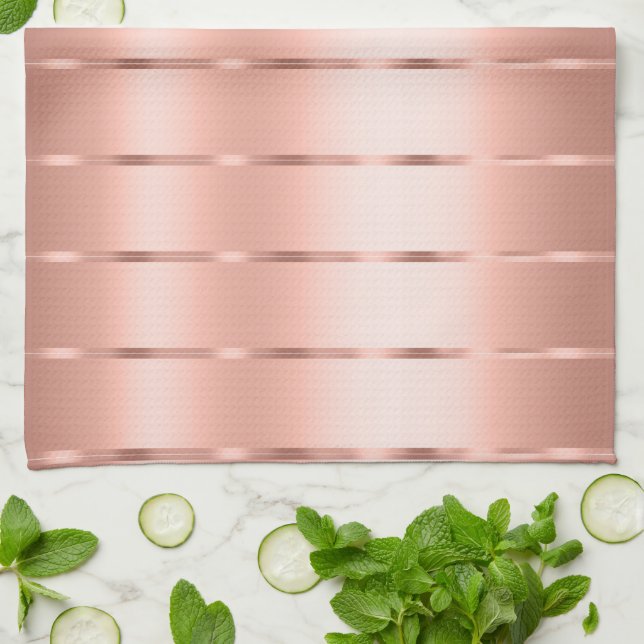 Rose Gold Band Slinga Bröllopsdusch Kökshandduk (Vikta)