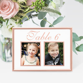 Rose Gold Barndoms Foto Bordskort Nummerkort