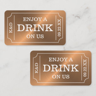 Rose Gold Biljettstil "Njut av en drink på oss" Tilläggskort