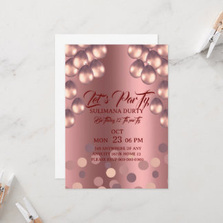 Rose Gold Birthday Invitation Template: Let's Part Inbjudningar