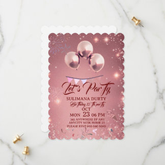 Rose Gold Birthday Invitation Template: Let's Part Spara Datumet