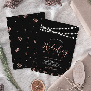 Rose Gold & Black Modern Chic Semesterfest Inbjudningar