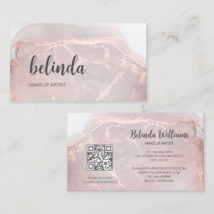 Rose Gold Bläckstensmarmor QR-kod Visitkort