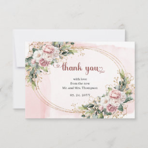 Rose Gold Blommig Eucalyptus Elegant Bröllop Tack Kort