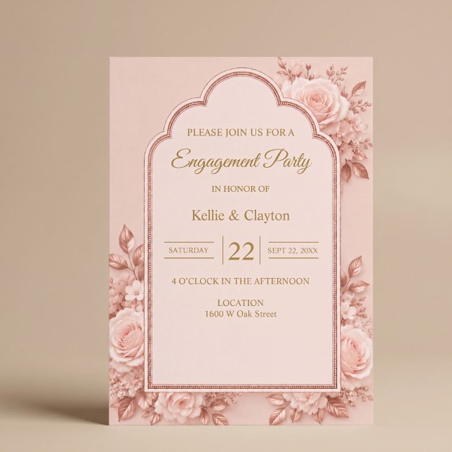 Rose Gold Blommig Förlovningsfest Inbjudningar (Skapare uppladdad)
