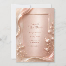 Rose Gold Blommig Lyx Bröllop metallisk Glans Inbjudningar