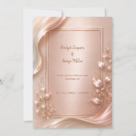 Rose Gold Blommig Lyx Bröllop metallisk Glans Inbjudningar
