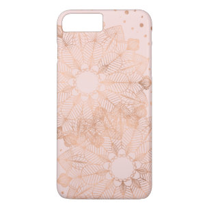 Rose Gold Blommig Mandala Fin Falsk Folie på Rosa