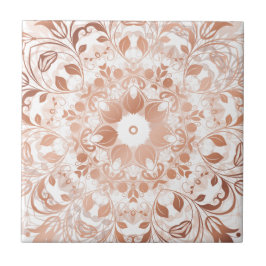 Rose Gold Blommig Mandala Kakelplatta
