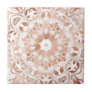 Rose Gold Blommig Mandala Kakelplatta