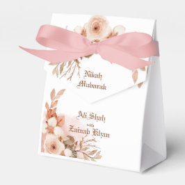Rose gold Blommig Nikah Mubarak Förmånslåda Presentaskar