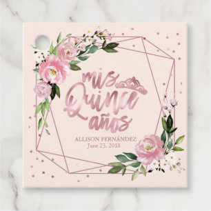 Rose Gold Blommig Quinceanera Gåvor Etiketter