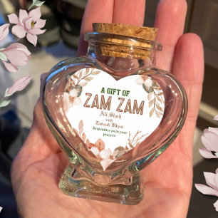 Rose Gold Blommig Zam Zam-gåva Hjärtformat Klistermärke