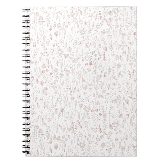 Rose Gold Blommönster Anteckningsbok (Framsidan)