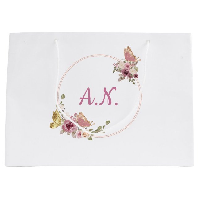 Rose Gold Blommor Fjäril – Elegant Personlig (Framsidan)
