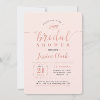 Rose Gold & Blush | Elegant bröllop brud Shower Inbjudningar