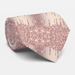 Rose Gold Blush Glitter Neck Tie Slips