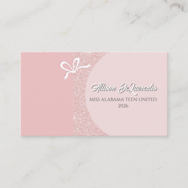Rose Gold Blush Glitz Pageant Business Card Visitkort (Framsida)