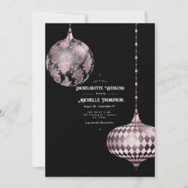 Rose Gold, Blush och Svart JulBachelorette Inbjudningar