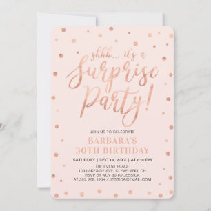 Rose Gold & Blush Överraskningsfest för kvinnor Inbjudningar