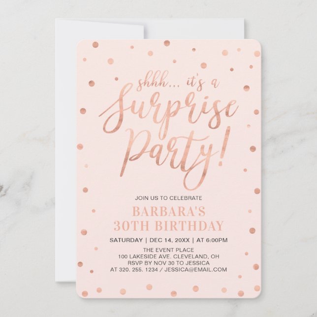 Rose Gold & Blush | Överraskningsfest för kvinnor  Inbjudningar (Framsida)