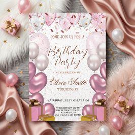 Rose Gold & Blush Pink Elegant Birthday Party  Inbjudningar