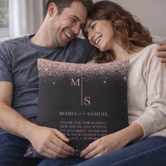 Rose Gold Blush Pink Silver Glitter Script Persona Kudde (Skapare uppladdad)