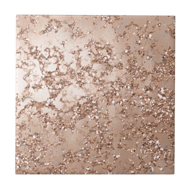 Rose Gold Blush Rosa Glam Gnistra Smäll Vägg Kakelplatta (Framsidan)