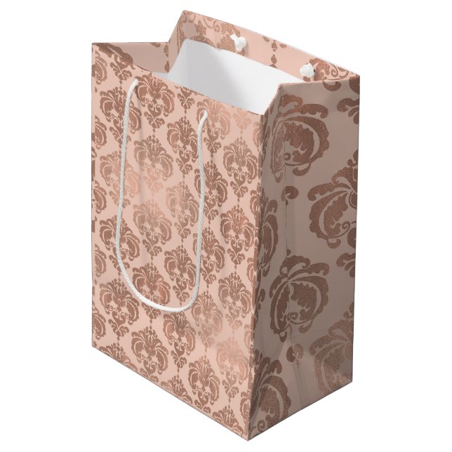 Rose Gold Blush Rosa Modern Glam Damask (Framsidan Vinklad)