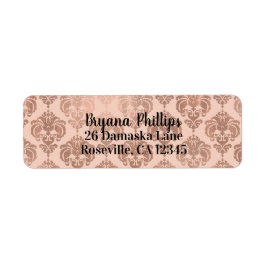 Rose Gold Blush Rosa Modern Glam Damask Returadress Etikett