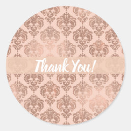 Rose Gold Blush Rosa Modern Glam Damask Runt Klistermärke