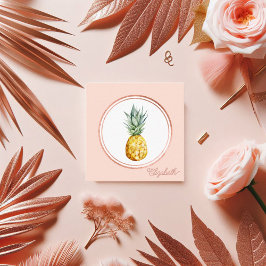 Rose Gold Blush Rosa Tropisk Part arrangör Fyrkantigt Visitkort