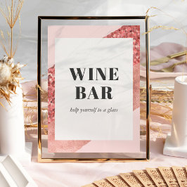 Rose Gold, Blush & Sequin Bröllopsfest Wine Bar Poster