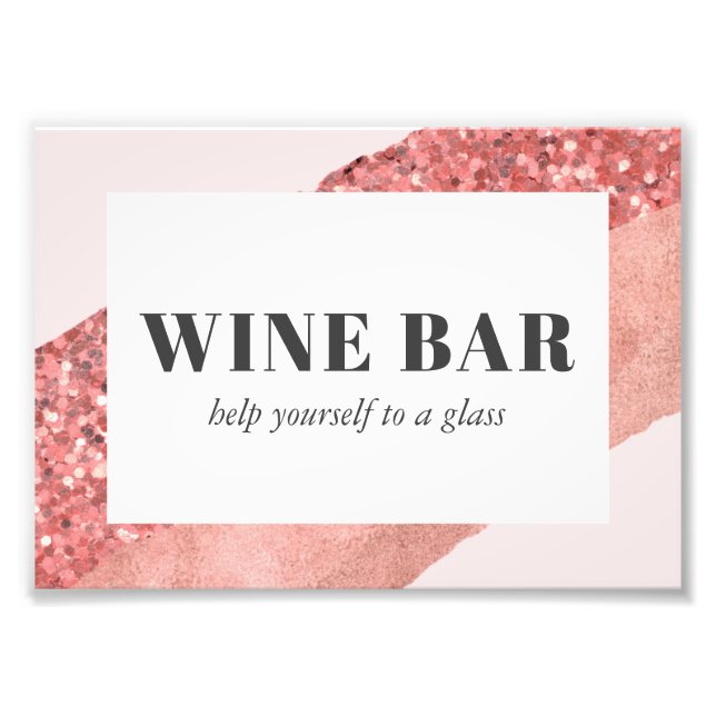 Rose Gold, Blush & Sequin Vinbar Fototryck (Framsidan)