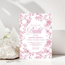 Rose Gold Blush Toile Roses Floral Bridal Shower   Inbjudningar
