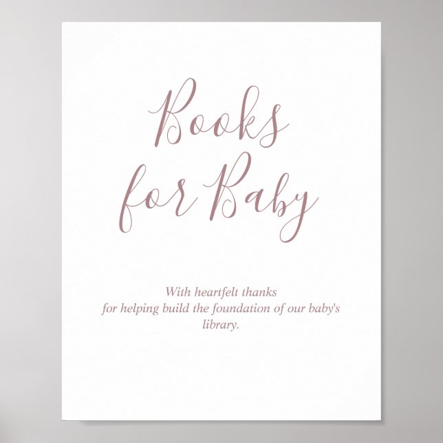 Rose Gold Böcker för Baby Shower Skylt (Framsidan)