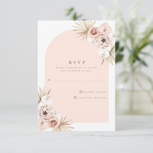 Rose Gold Boho Strandbröllop OSA Kort (Stående Fram)