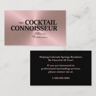 Rose Gold Borstad Bartender Affärskort Visitkort